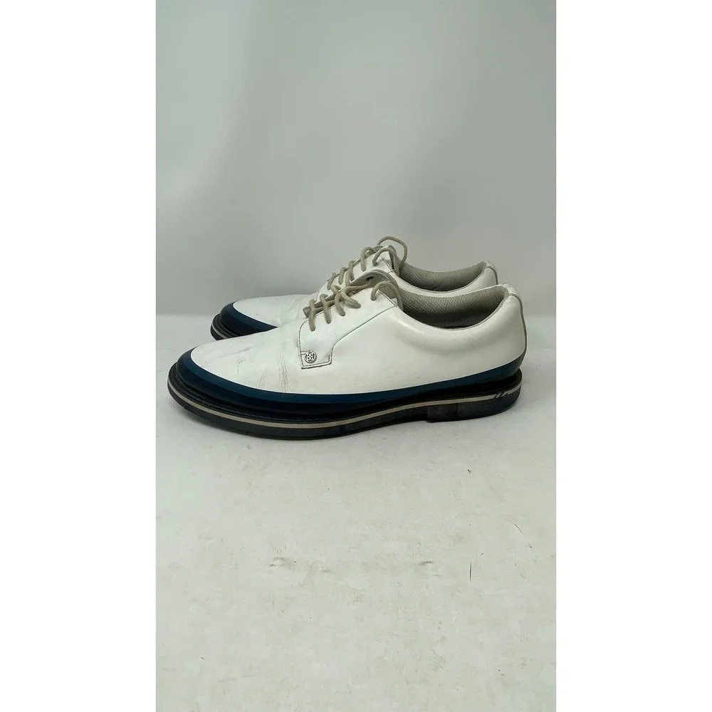 G/FORE Mens Gallivanter Spiked Golf Shoes White Navy Blue Leather G4MF18EF05 11